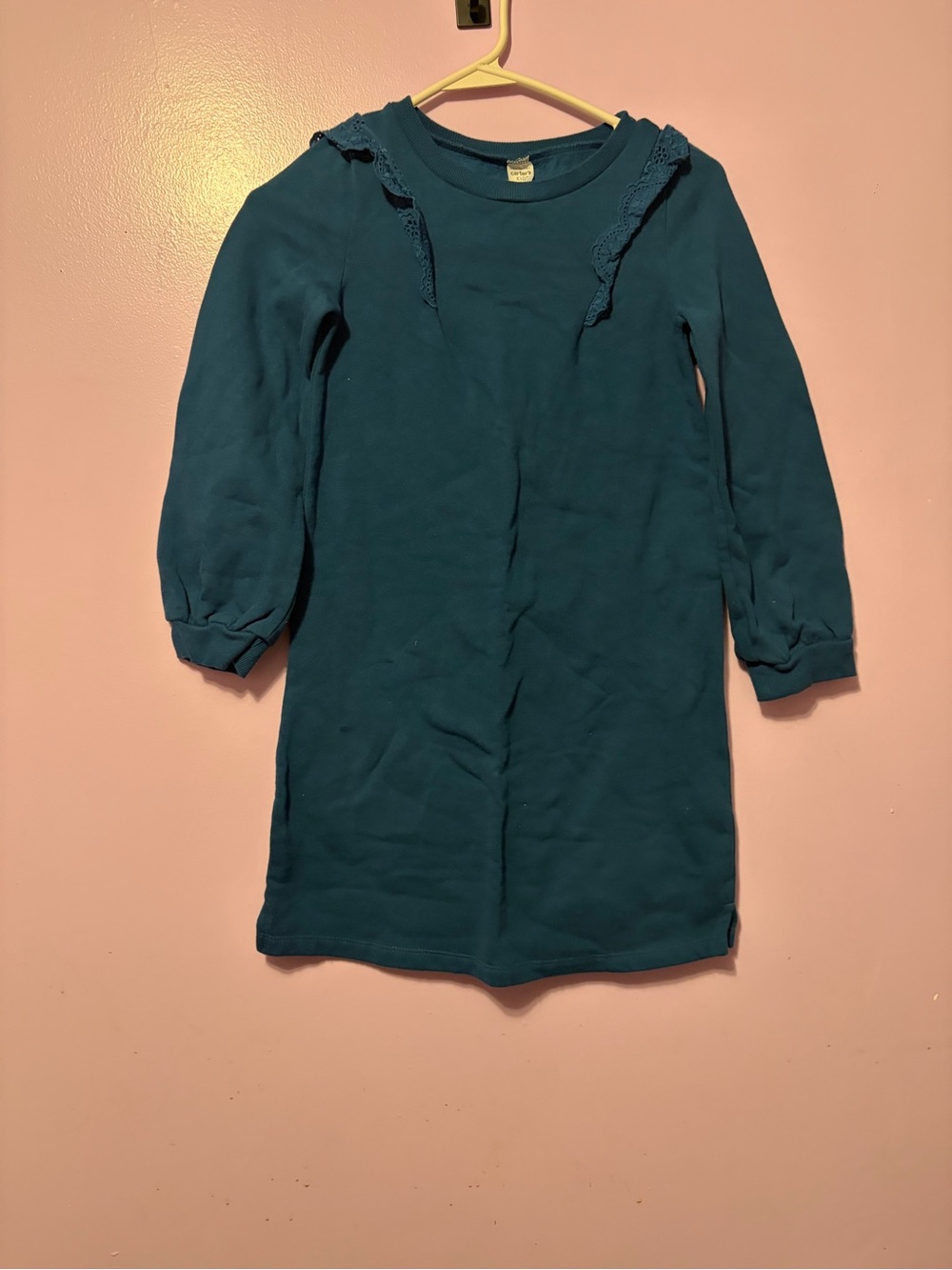 Carter's Long-Sleeve Teal Ruffle-Shoulder Dress Top